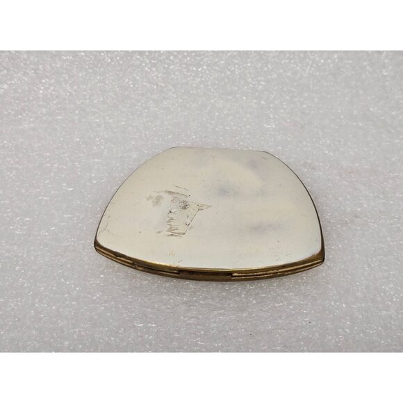 Vintage Elgin American Gold-Tone Compact Mirror Intricate Floral Design USA - Picture 2 of 4